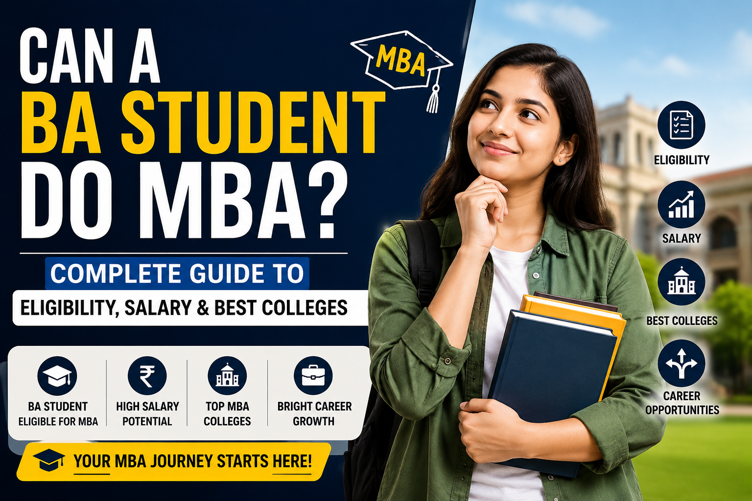 "Can a BA student do MBA - Complete Guide with eligibility criteria" "MBA Specializations salary comparison for BA graduates"