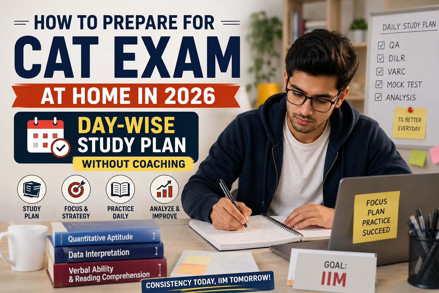 How to Prepare for CAT Exam at Home in 2026: Day-Wise Study Plan Without Coaching